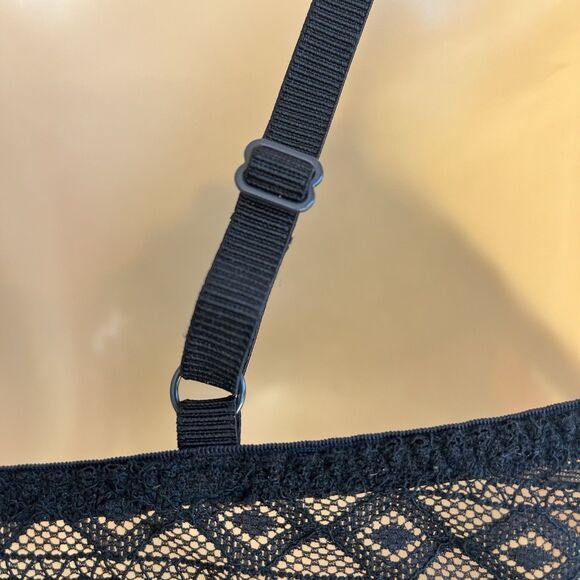 Pink Victorias Secret Lace Bralette Size M Semi Sheer Lingerie Pullover Black - Picture 8 of 12